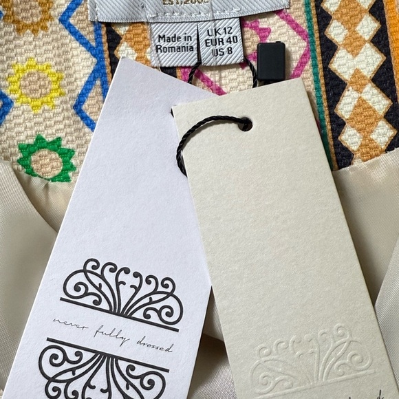 Never Fully Dressed Fiesta longline waistcoat blazer vest multicolor geo stripe - Picture 5 of 13